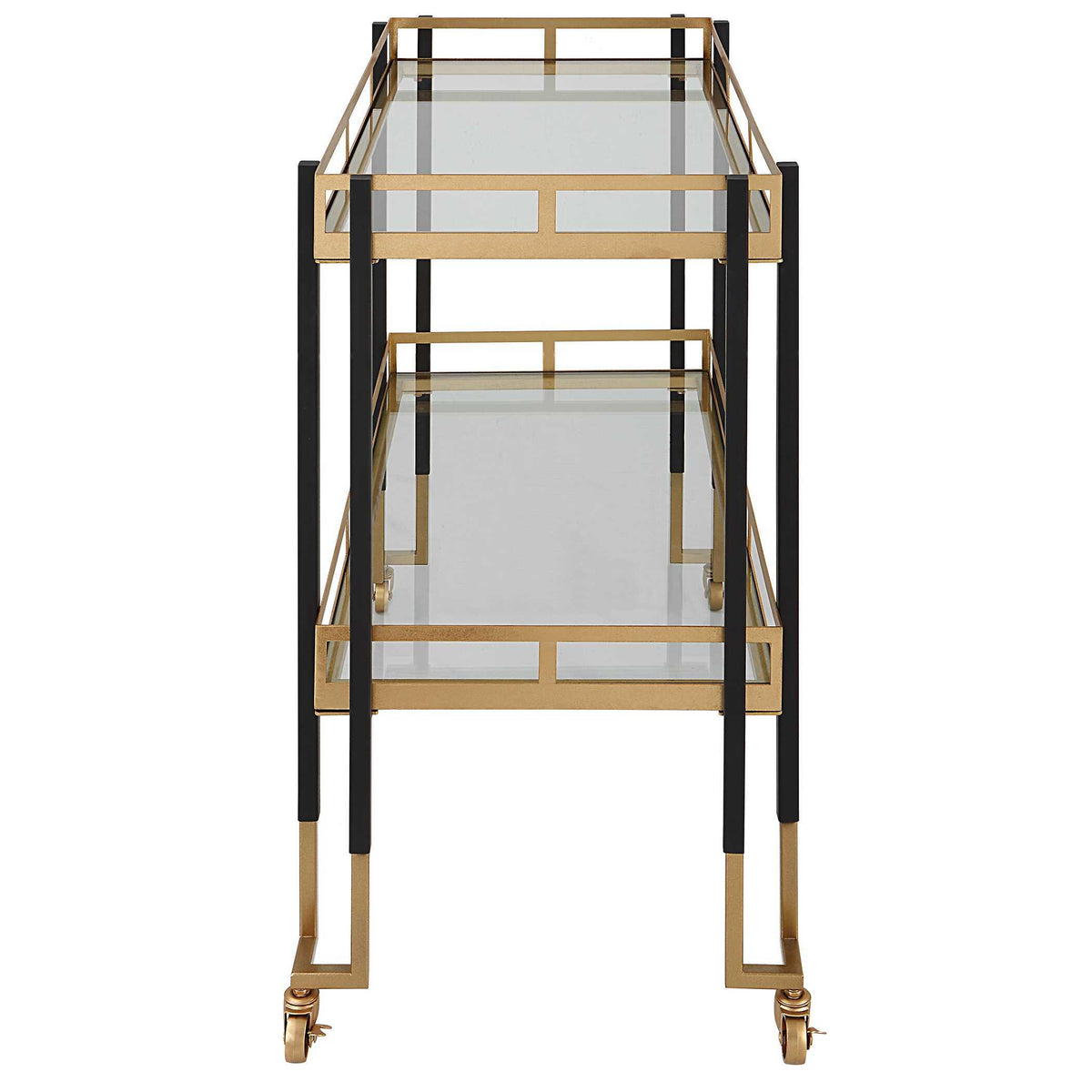 Kentmore Modern Bar Cart - Gold / Black by Uttermost - View 5