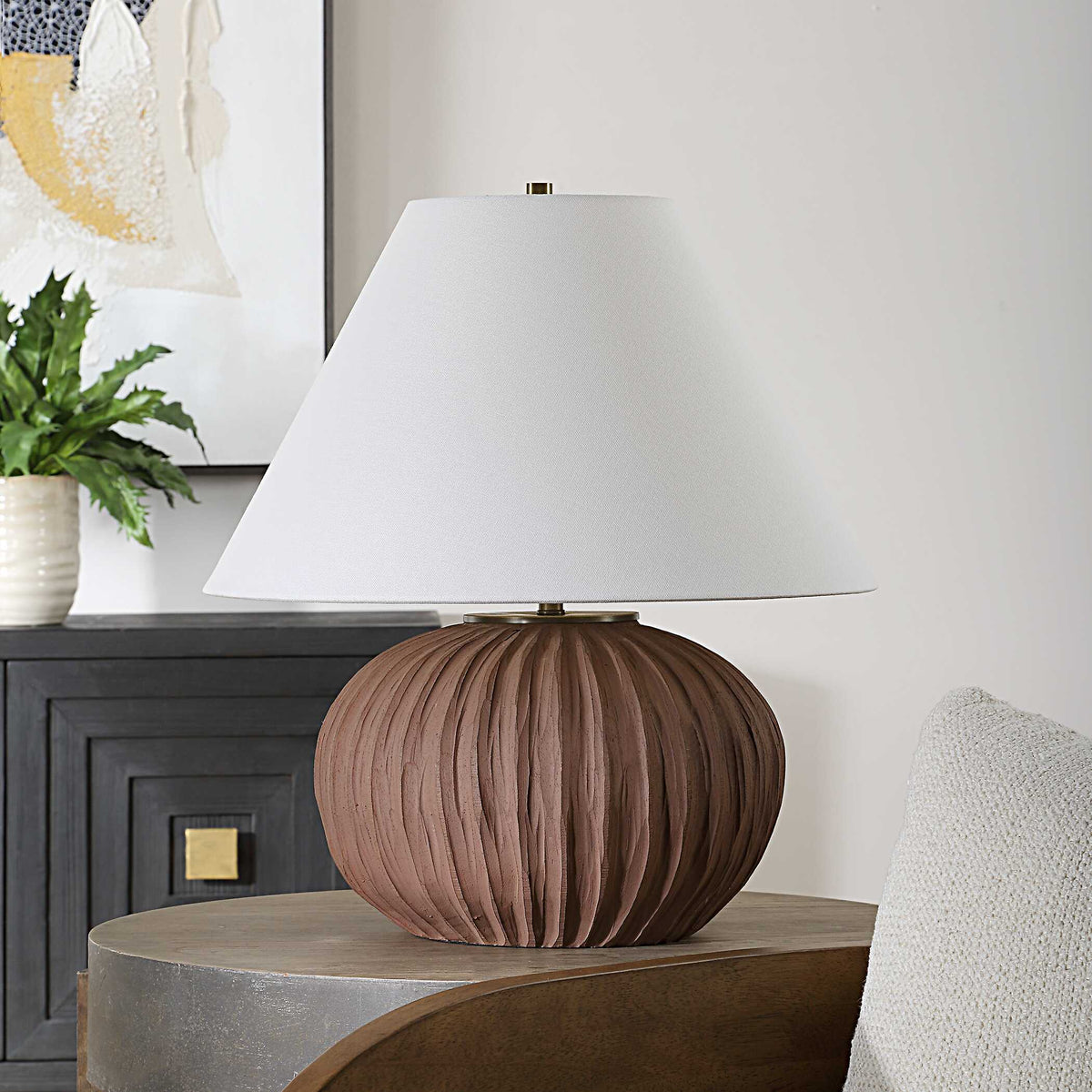Keoghan Table Lamp Terracotta - Dark Brown by Uttermost - View 3