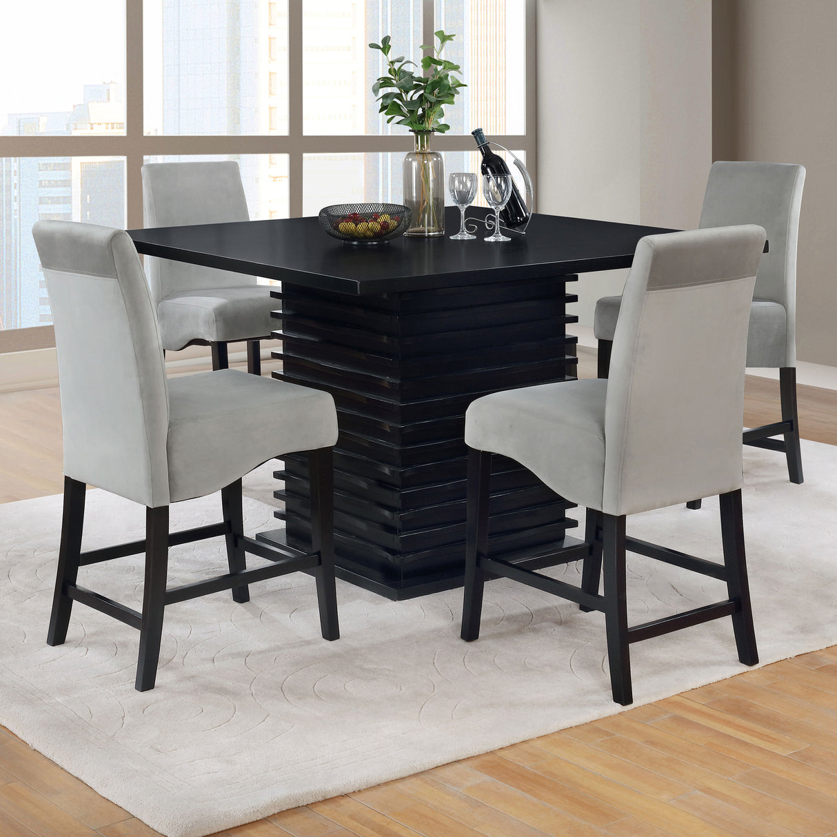 Shandra Grey and Black 5-piece Dining Set