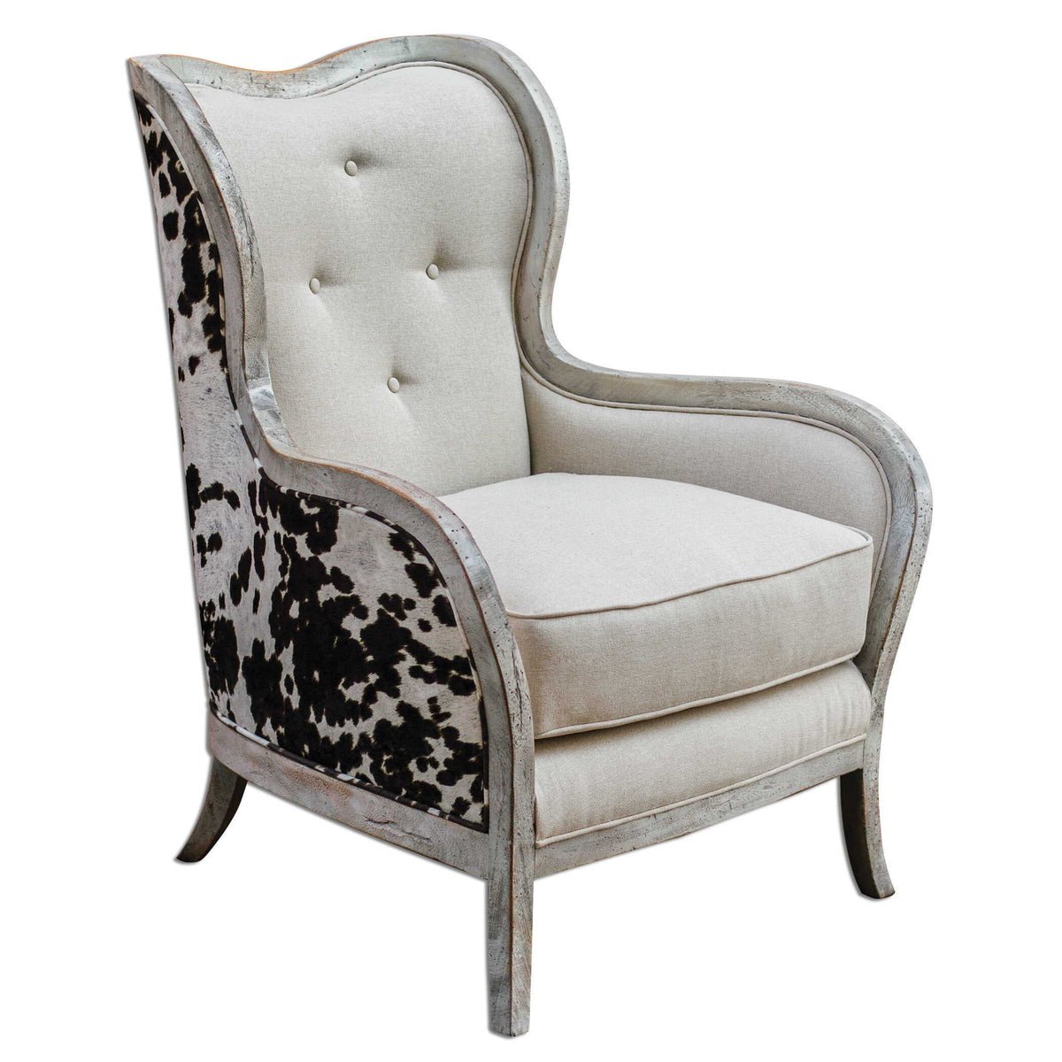 Chalina High Back Armchair - White / Dark Brown by Uttermost - View 1