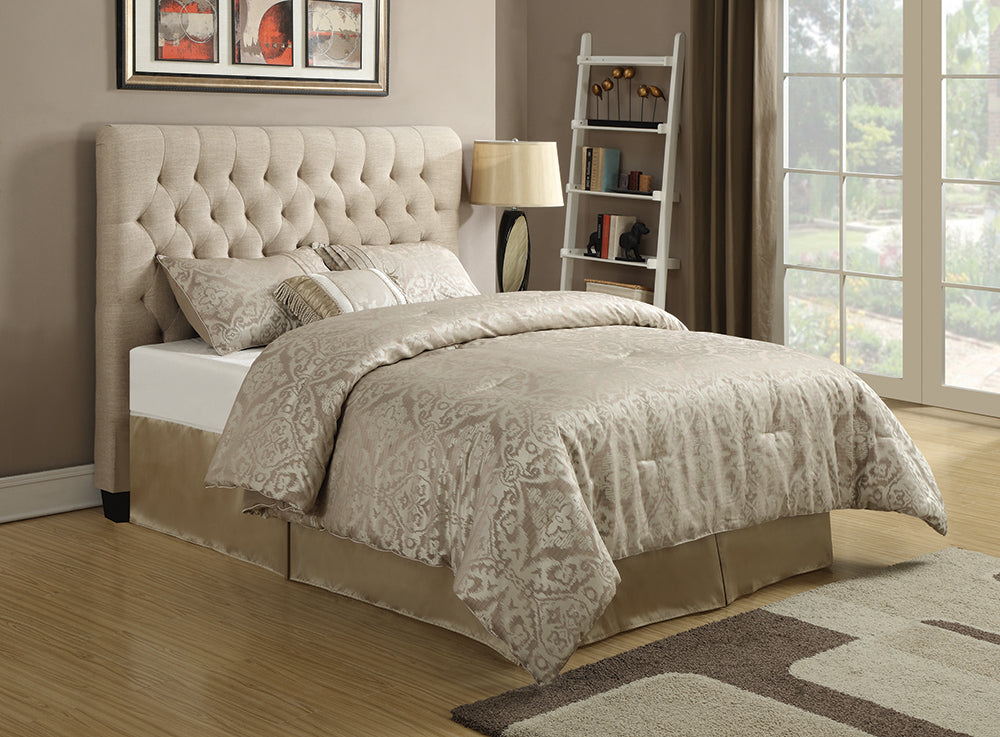 Queen Headboard & Hardware - Chloe Tufted Upholstered Queen Headboard Oatmeal