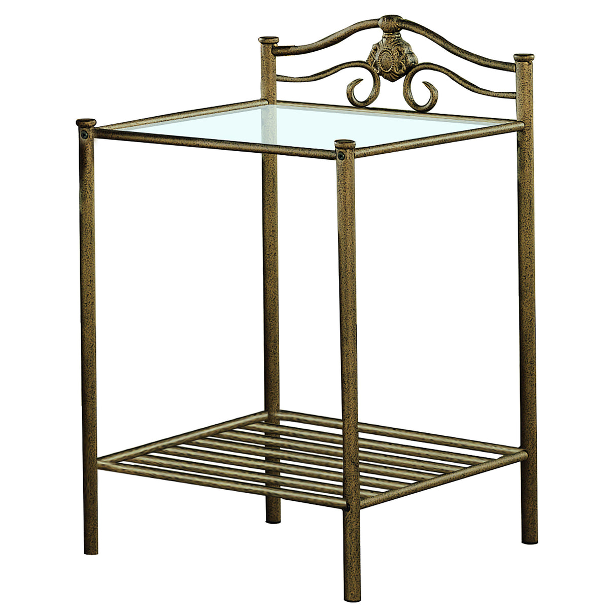 Sydney Metal 2-shelf Nightstand Antique Brushed Gold - Home Elegance USA