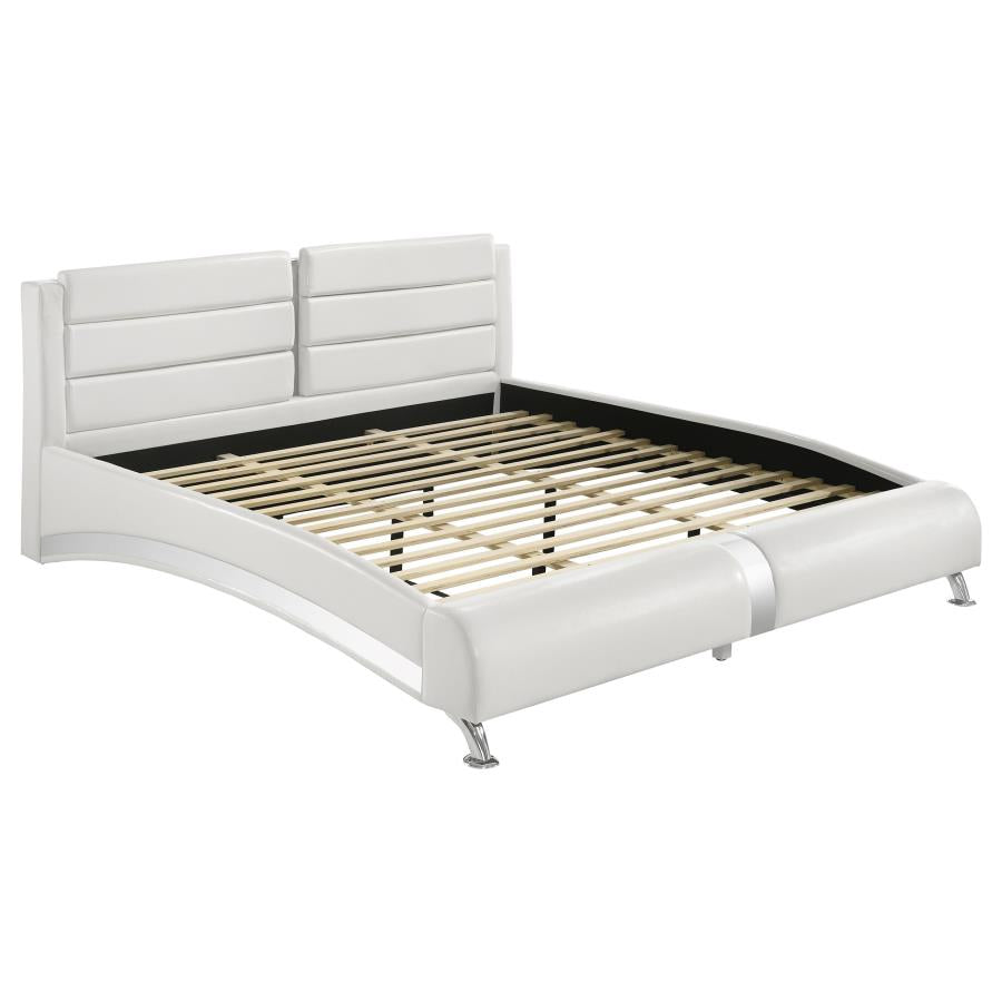 Jeremaine Eastern King Upholstered Bed White 300345KE | Coaster - sold by Home Elegance USA