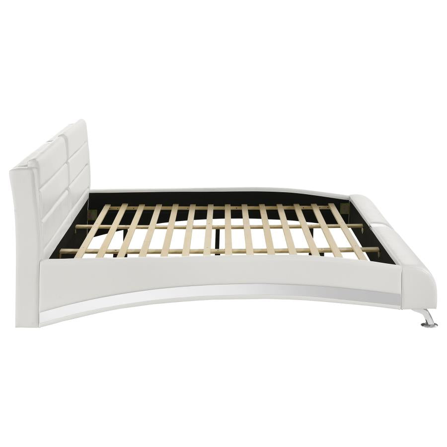 Jeremaine Eastern King Upholstered Bed White 300345KE | Coaster - sold by Home Elegance USA