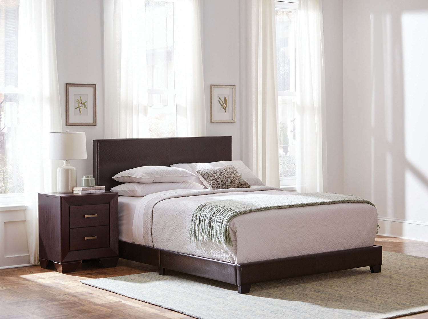 Dorian Upholstered Queen Panel Bed Brown - Home Elegance USA
