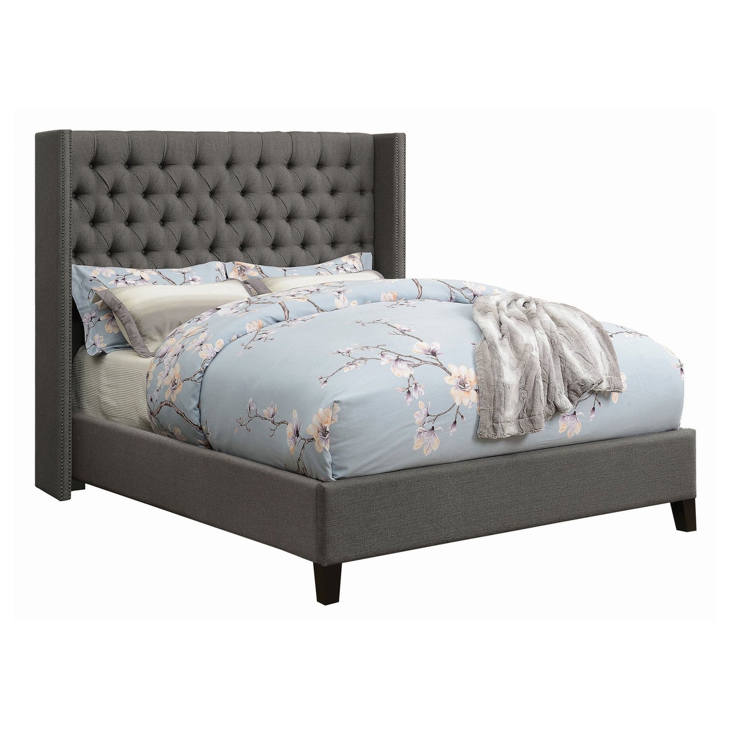 Bancroft Upholstered California King Wingback Bed Grey | Coaster | Home Elegance USA