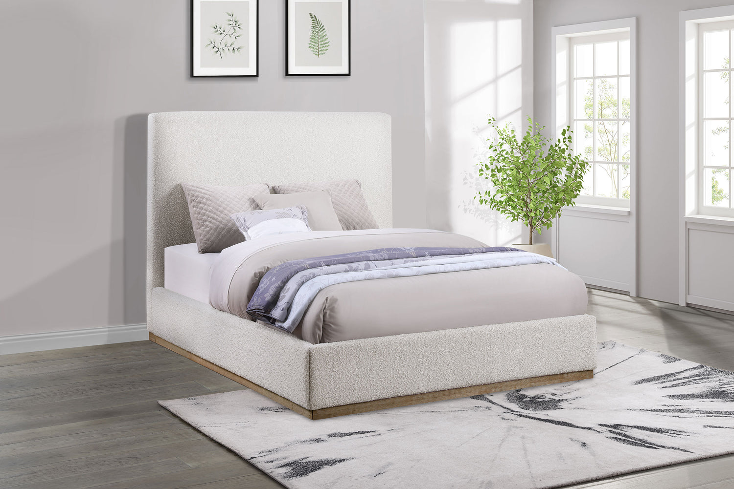 Eastern King Bed  - Knox Upholstered EASTERN KING Panel Bed Cream