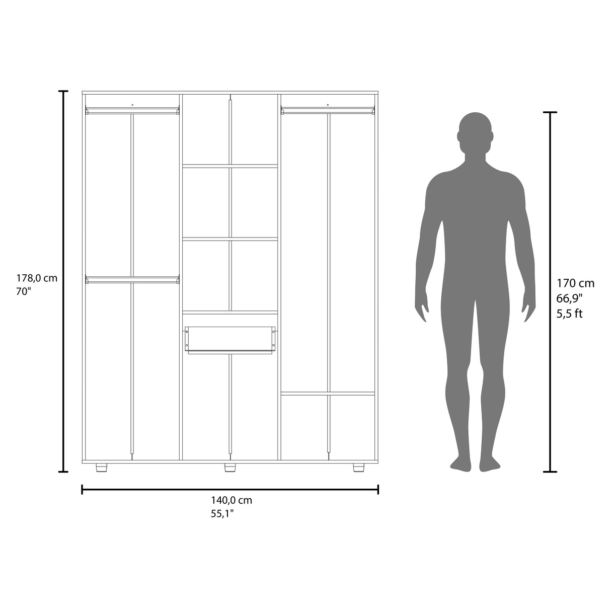 FM FURNITURE Alamo Lake Armoire Multi-storage with one Drawer, Natural Oak - sold by Home Elegance USA