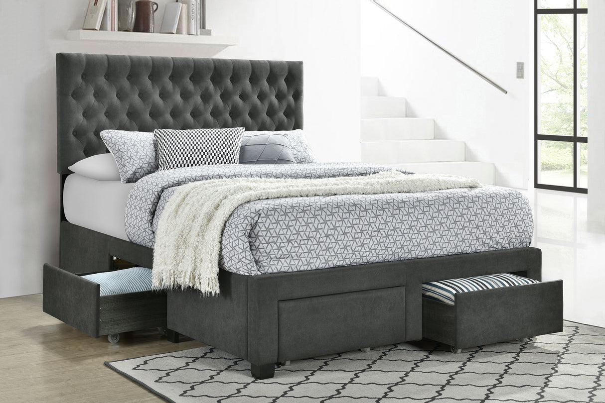 Full Storage Bed - Soledad Upholstered Full Storage Panel Bed Grey