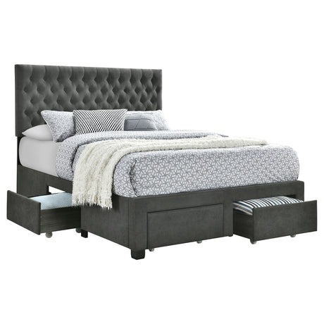 Queen Storage Bed - Soledad Upholstered Queen Storage Panel Bed Grey