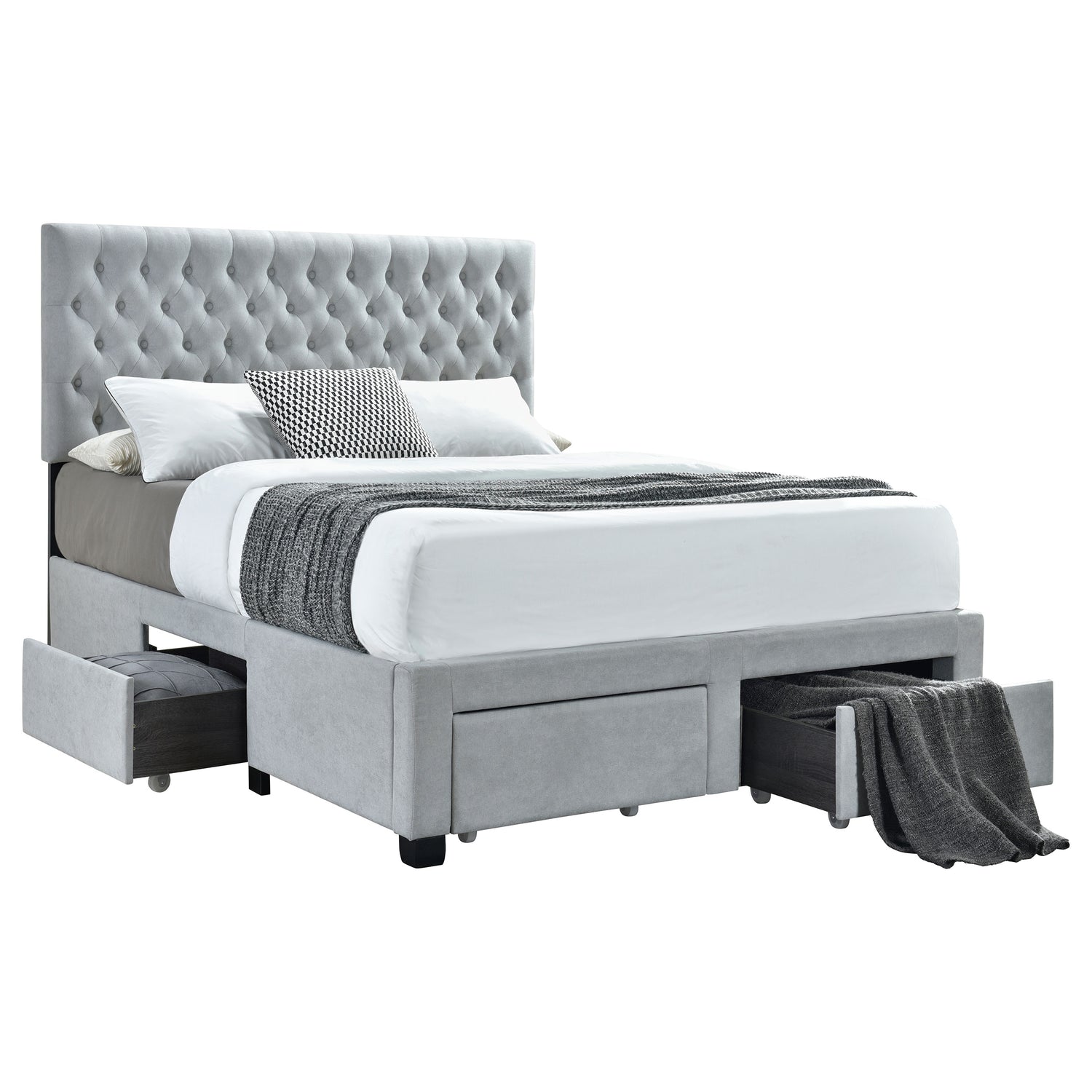 Eastern King Storage Bed - Soledad Upholstered Eastern King Storage Bed Light Grey