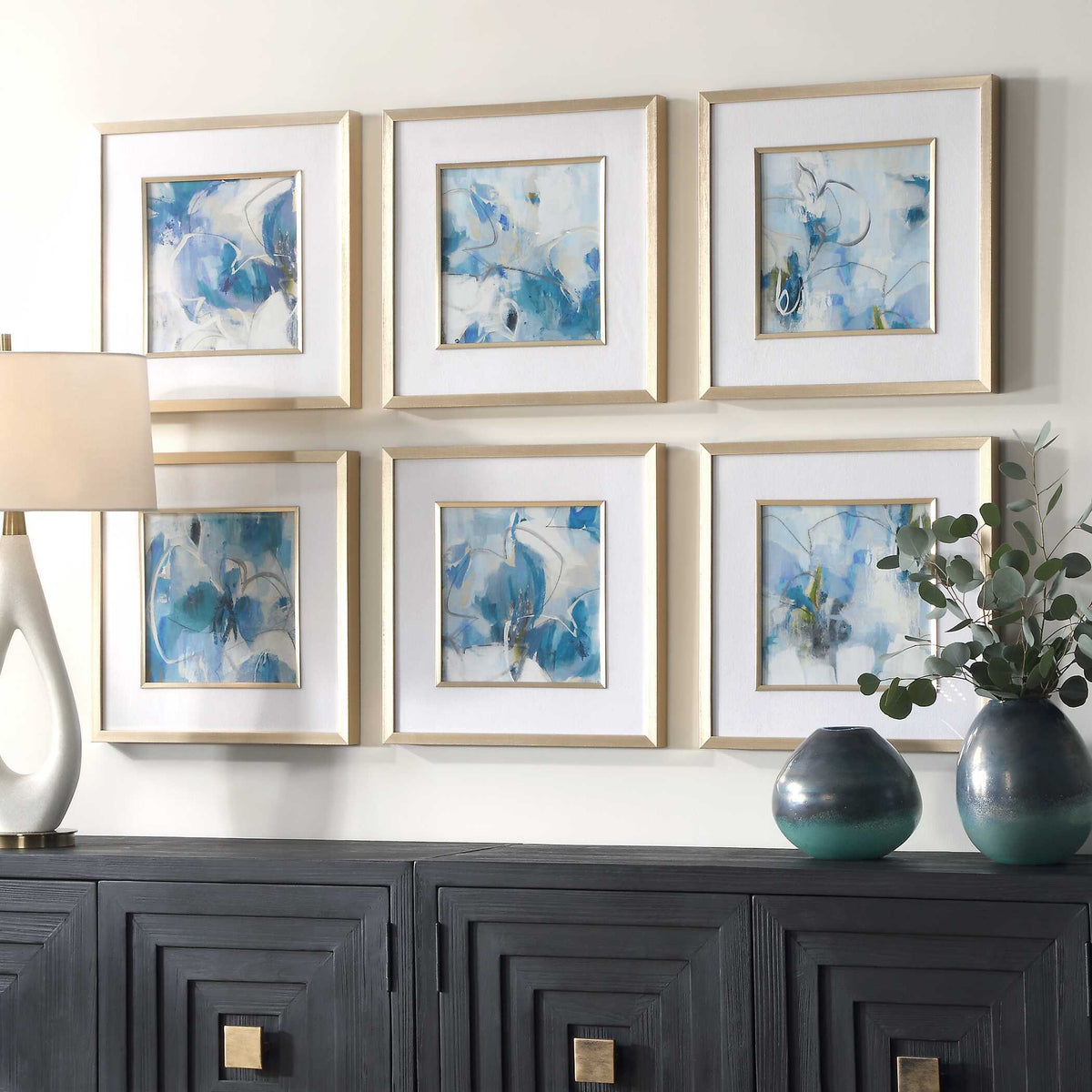Fresh Start Blue Abstract Prints (Set of 6) by Uttermost - View 3