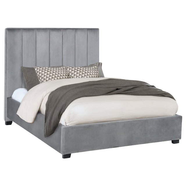 Arles Upholstered Eastern King Panel Bed Grey | Coaster | Home Elegance USA