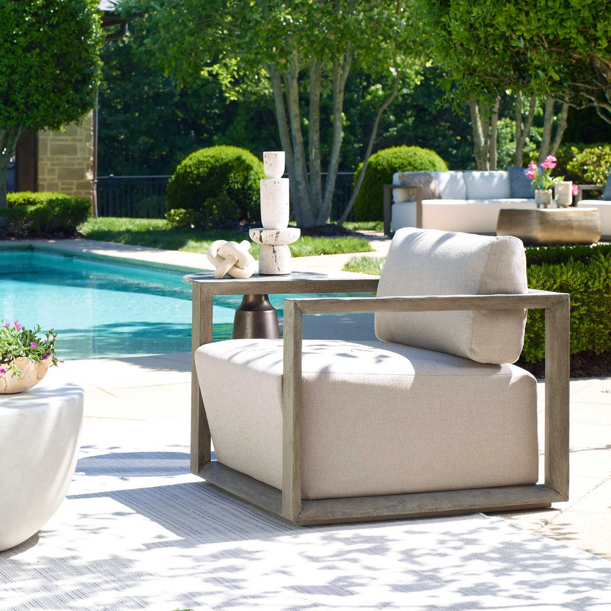 Remsen Outdoor Lounge Chair - Gray by Uttermost - View 2