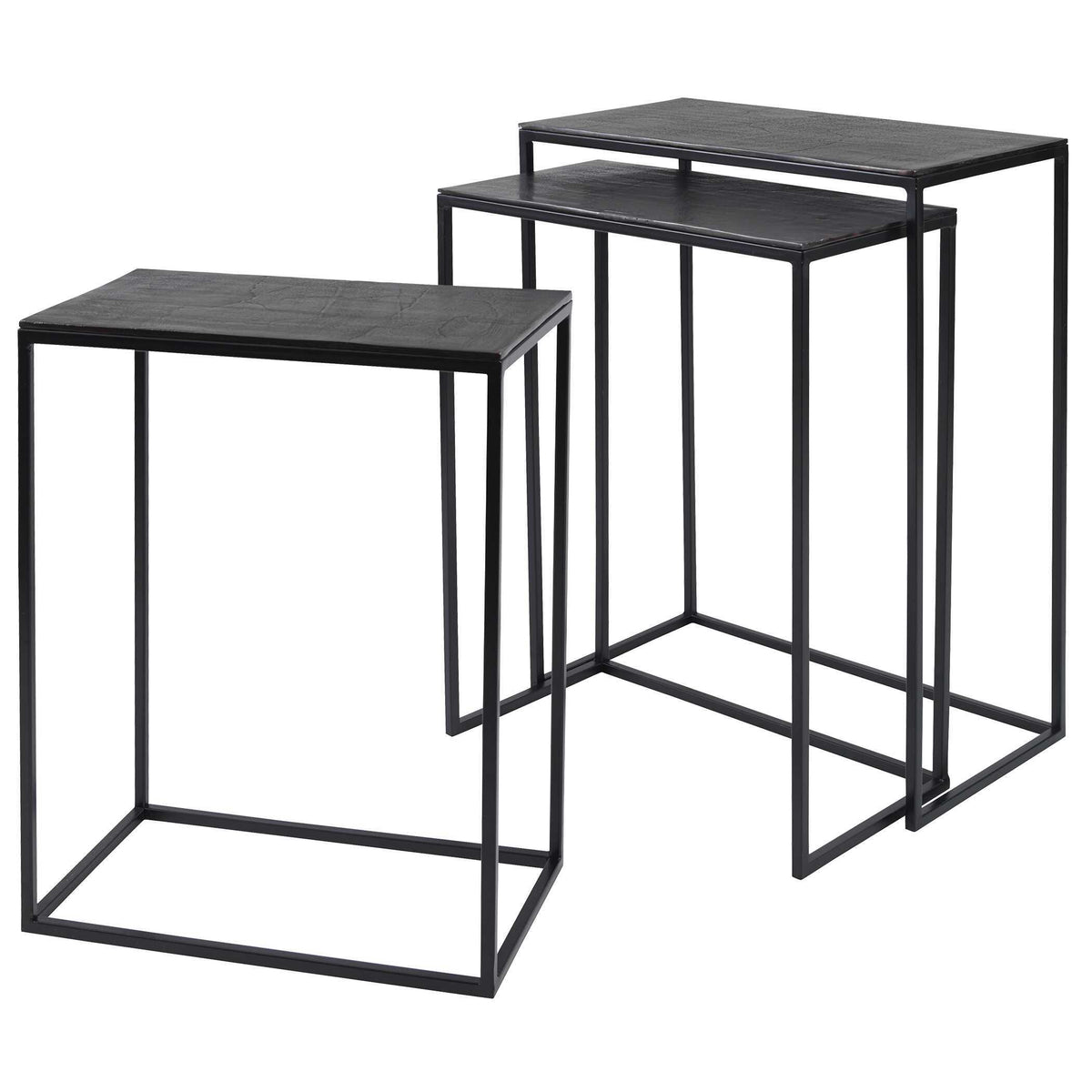 Coreene Iron Nesting Tables (Set of 3) - Black by Uttermost - View 4