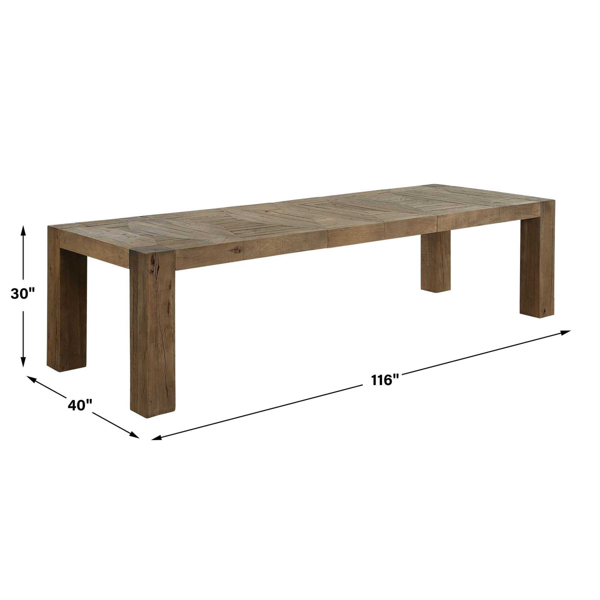 Aldan Reclaimed Dining Table Oak - Light Brown by Uttermost - View 7