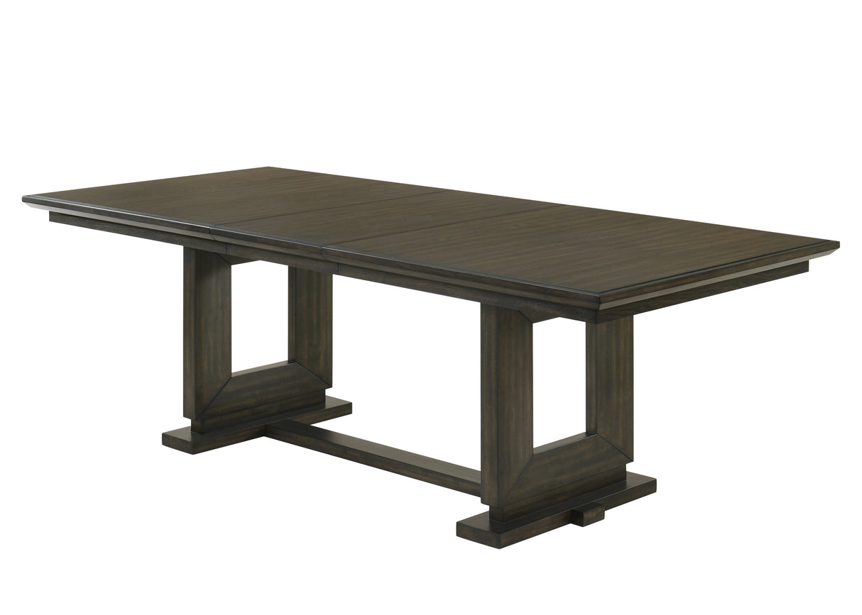 1pc Rectangular Extendable 18' Leaf Dining Table Trestle / Pedestal Base Wooden Dining Room Furniture Contemporary Modern Espresso Dark Brown Finish
