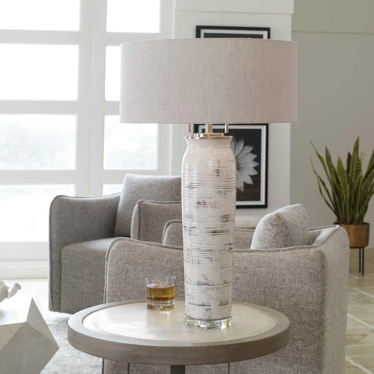 Lenta Table Lamp - White / Silver by Uttermost - View 2