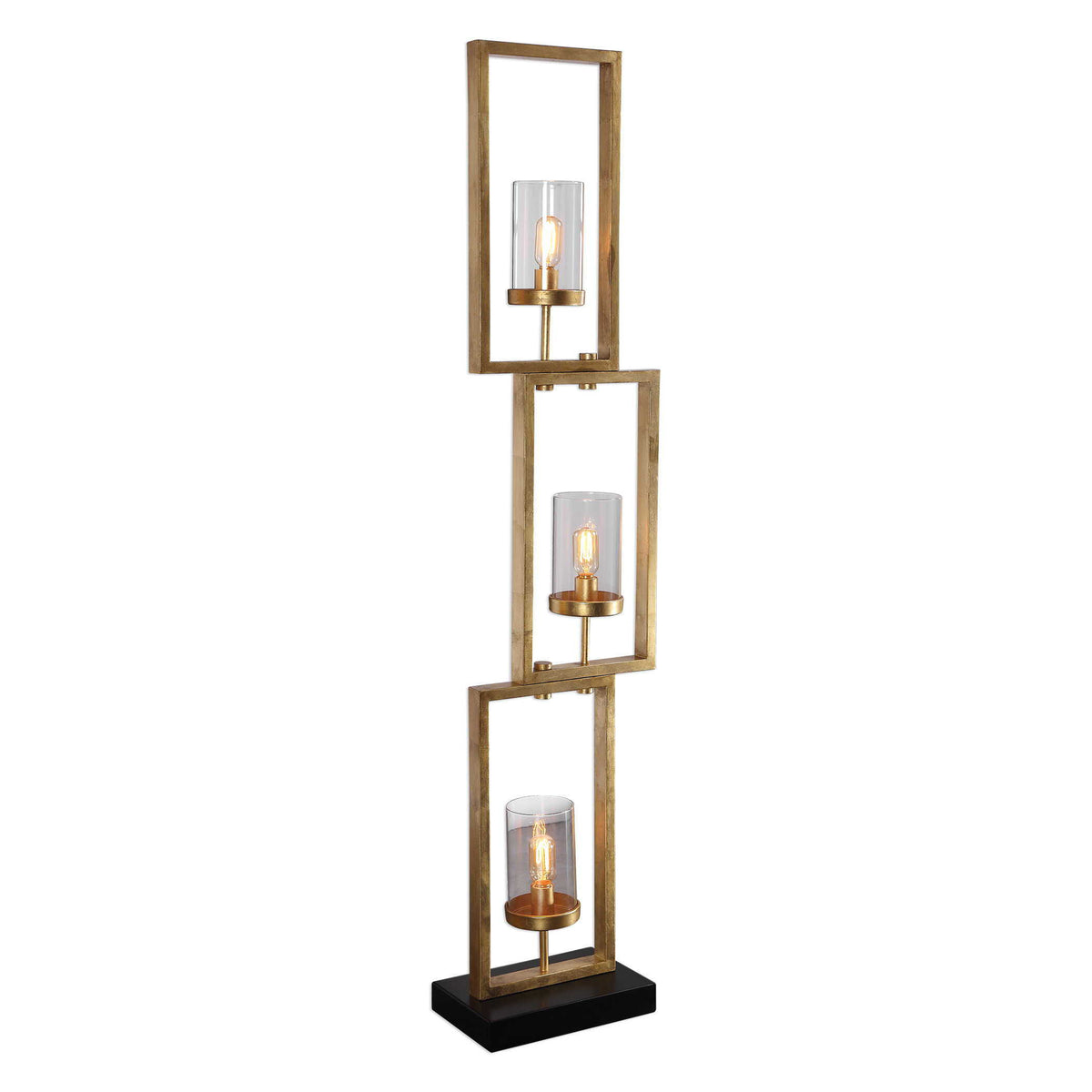 Cielo Staggered Rectangles Floor Lamp - Gold / Black by Uttermost - View 1