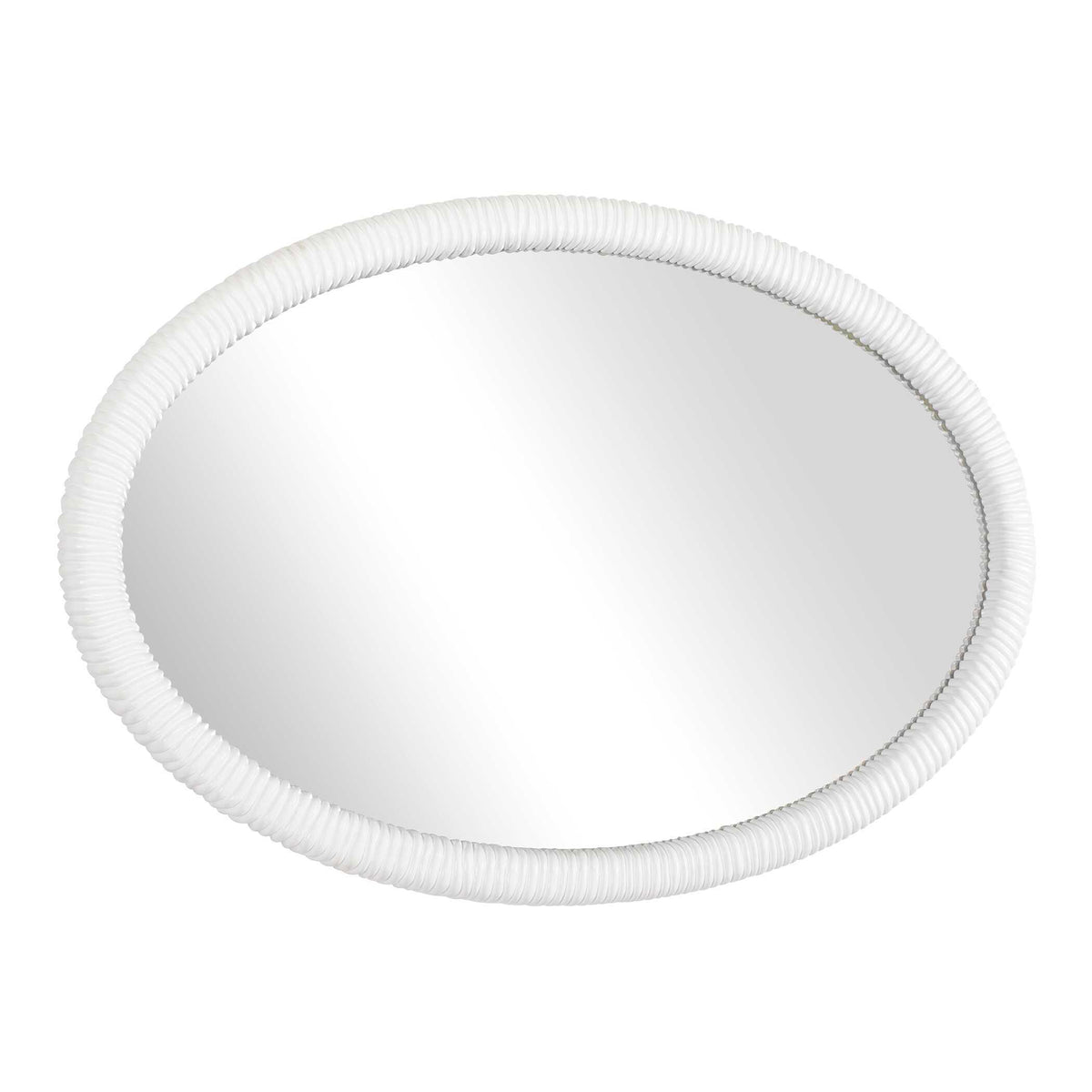 Bali Ribbed Oval Mirror - White by Uttermost - View 3