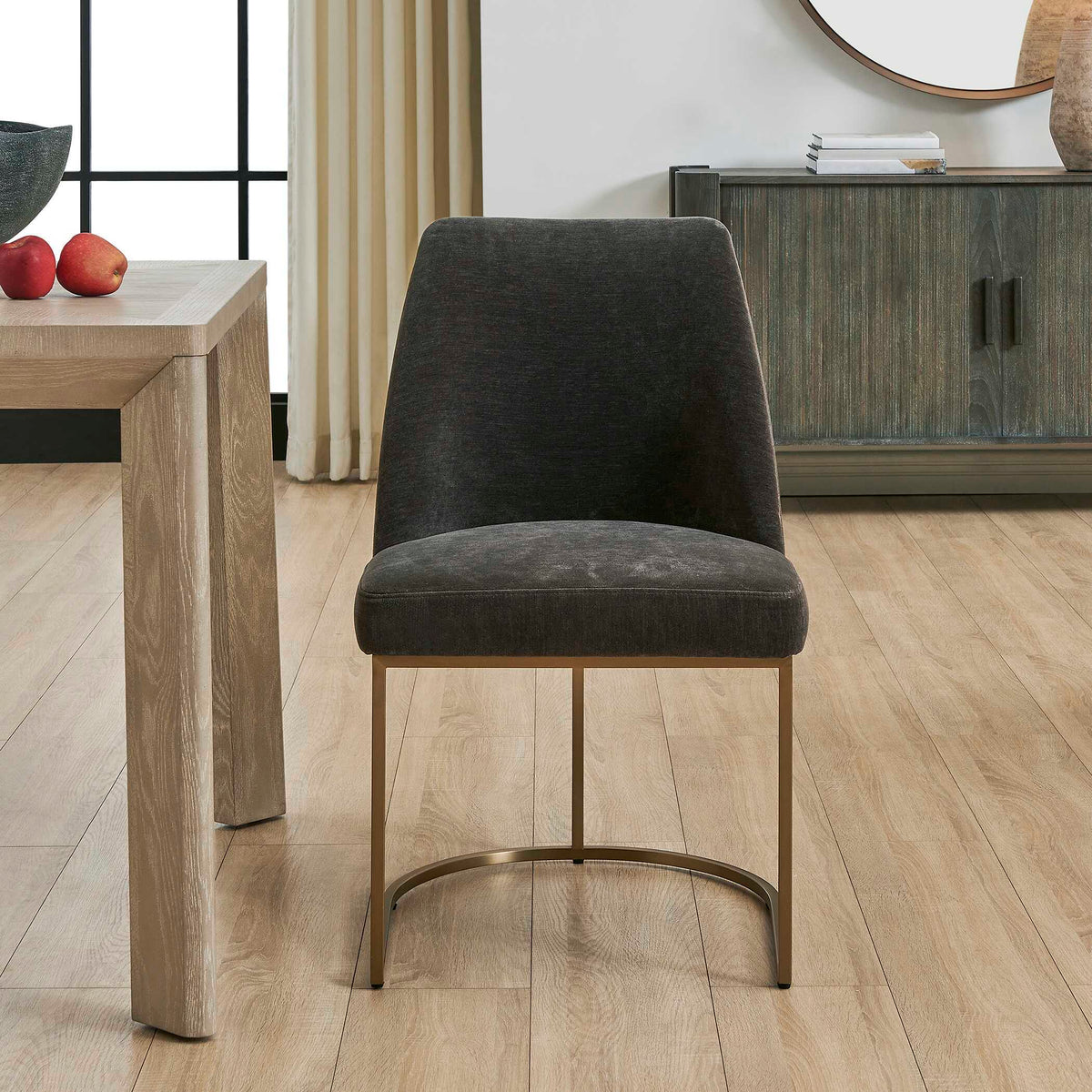 Hanni Upholstered Dining Chair - Dark Gray by Uttermost - View 3