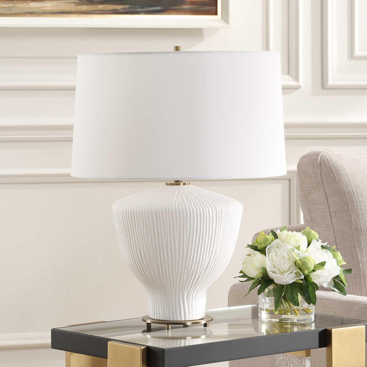 Maisie White Table Lamp by Uttermost - View 3
