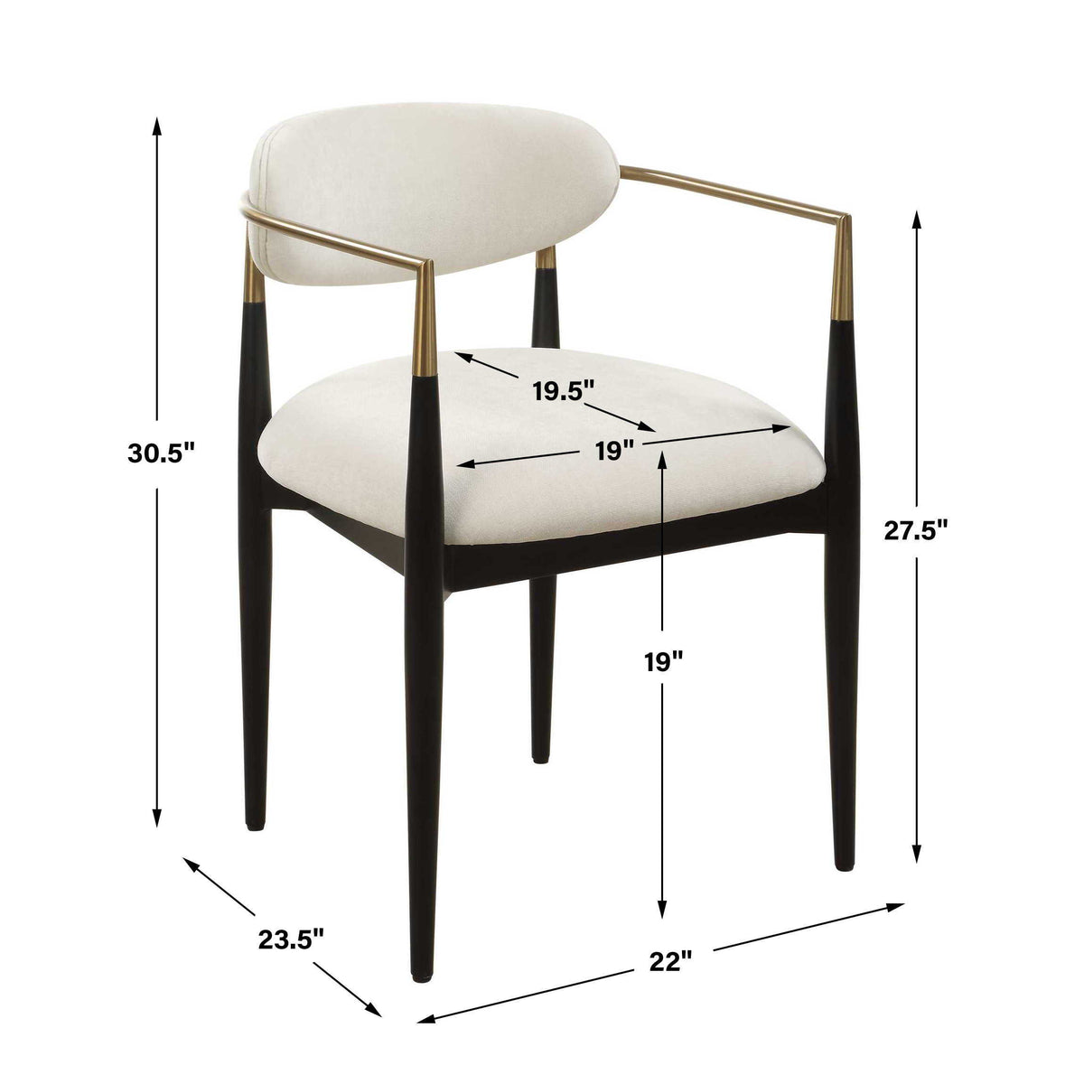 Moxie Dining Arm Chair - Black / White by Uttermost - View 10