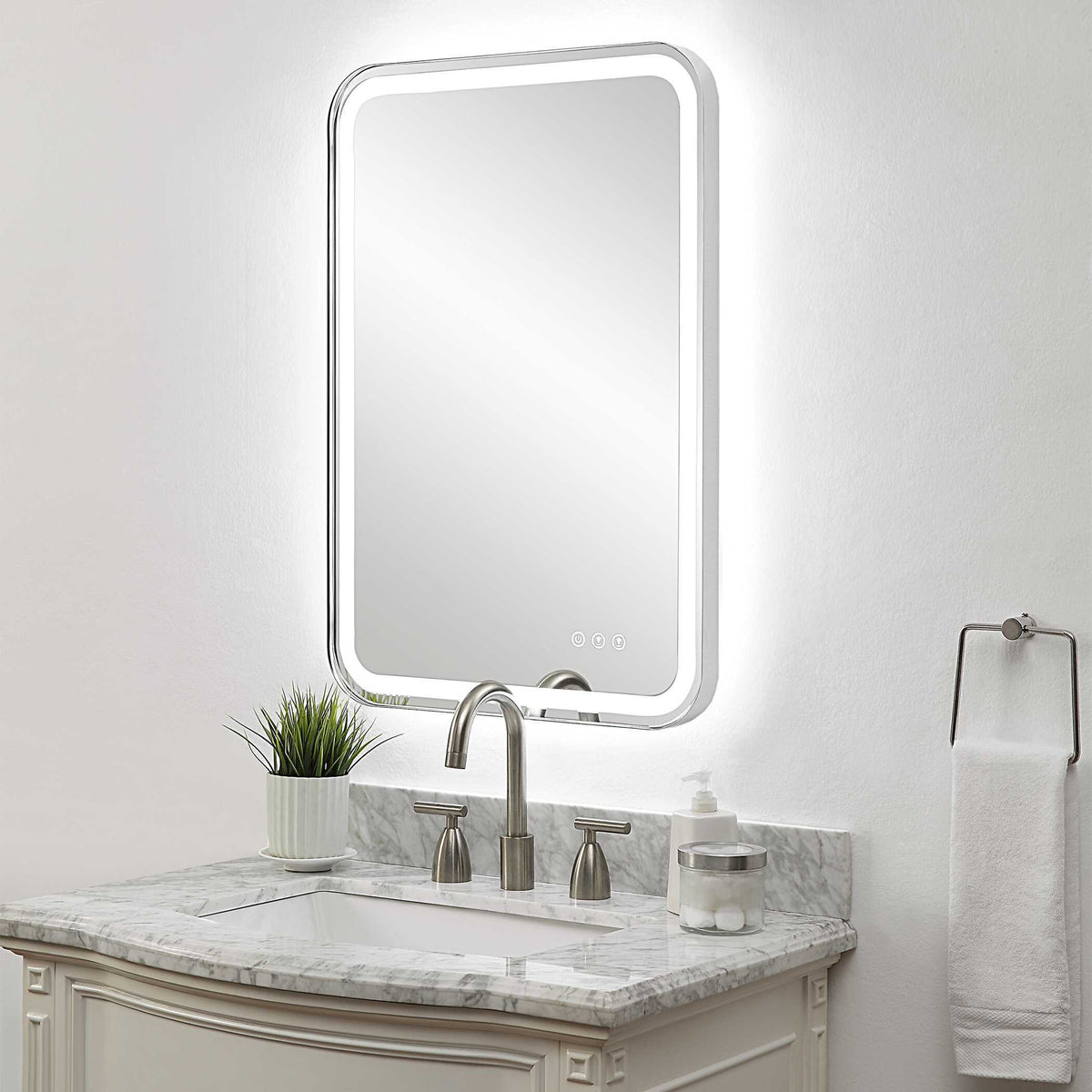 Crofton Lighted Nickel Vanity Mirror - Gray by Uttermost - View 9