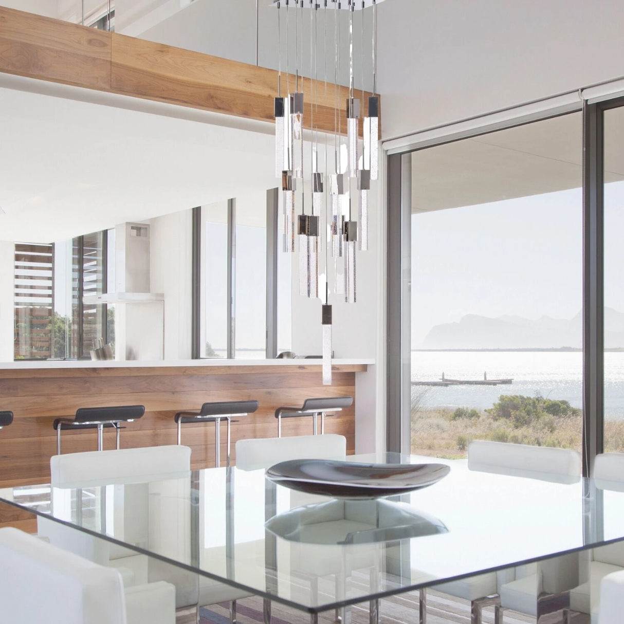 Lámpara de araña rectangular de cristal // XL 13 luces | Finesse