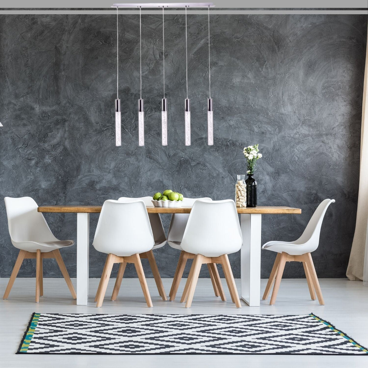 Lámpara de araña cilíndrica de acrílico // 5 luces | Finesse