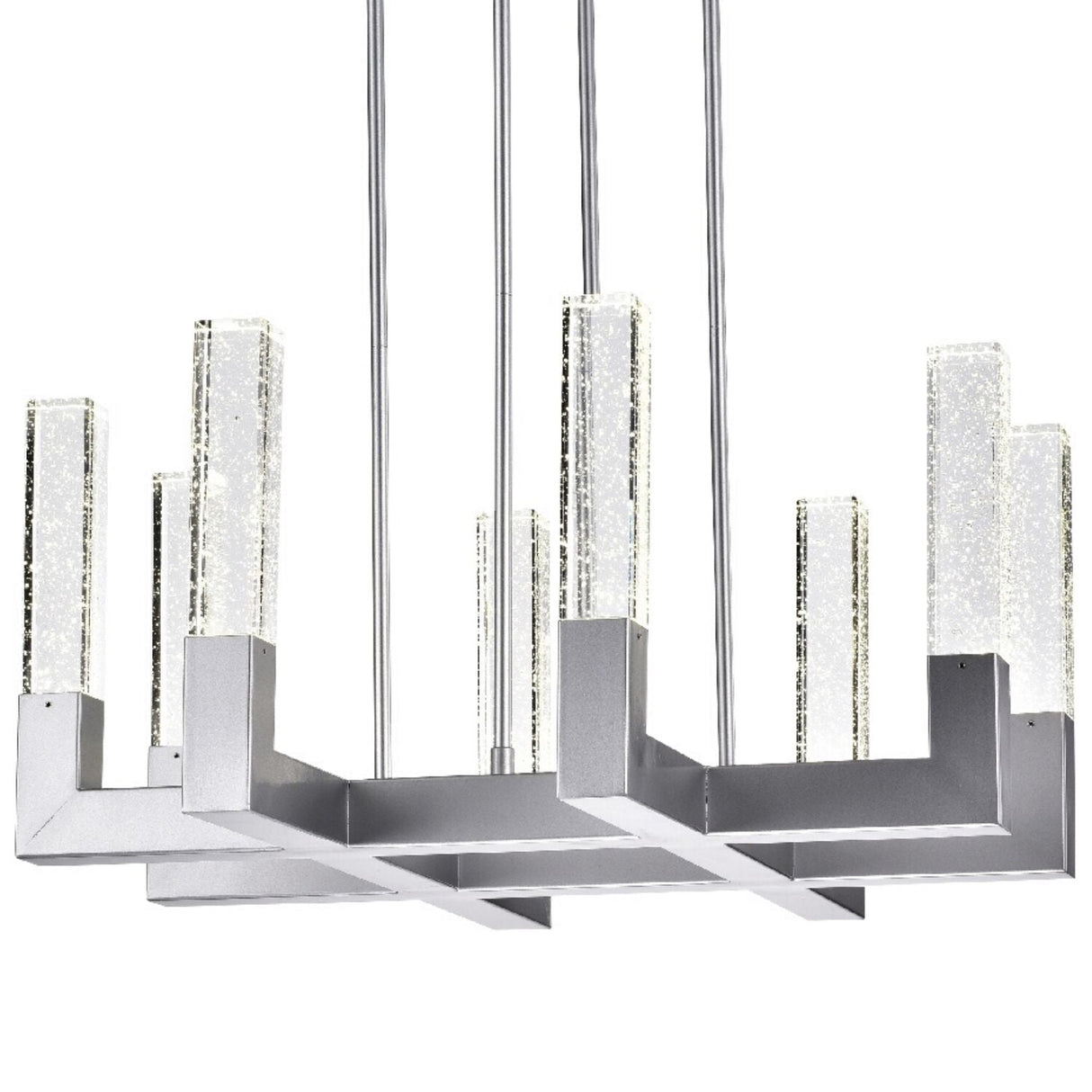 8 Light Square Crystal Dianyi LED Chandelier // Silver  | Finesse -  Home Elegance USA