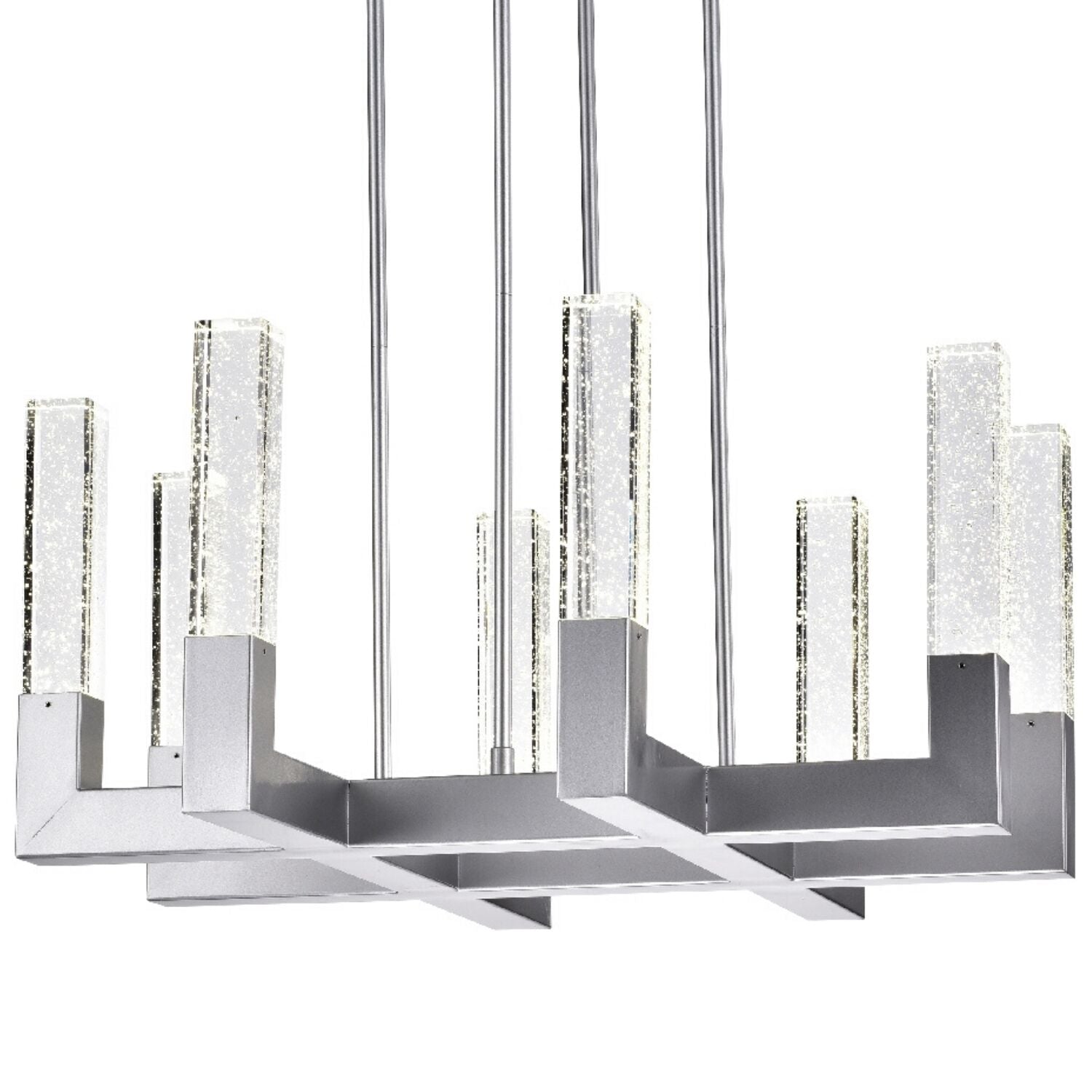 8 Light Square Crystal Dianyi LED Chandelier // Silver  | Finesse -  Home Elegance USA