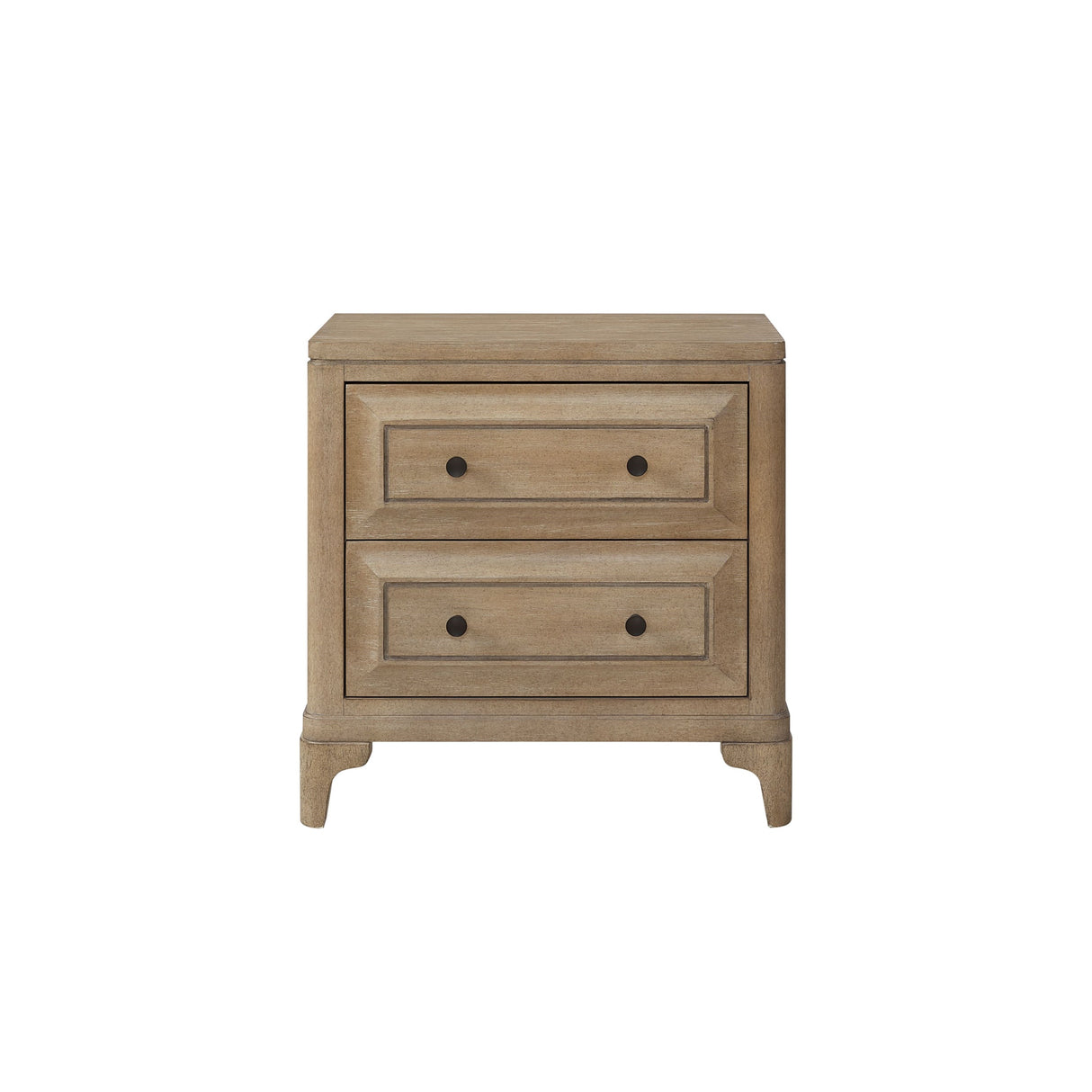 Elegant 2 Drawer Nightstand with USB Ports in Sand Finish Solid Wood MDF