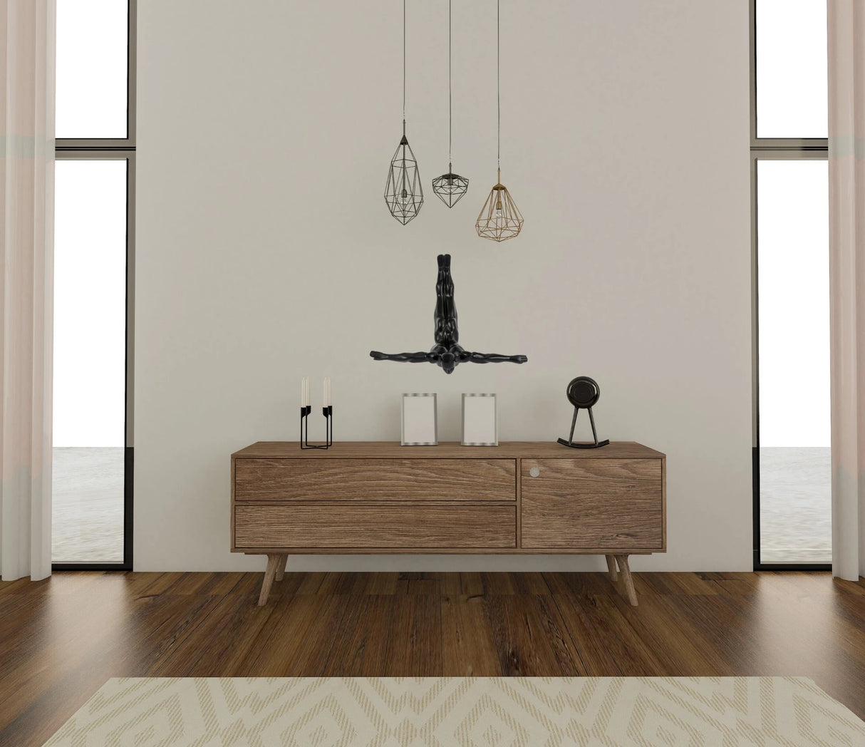 Escultura de pared de buzo de 56 cm // Negro mate | Finesse