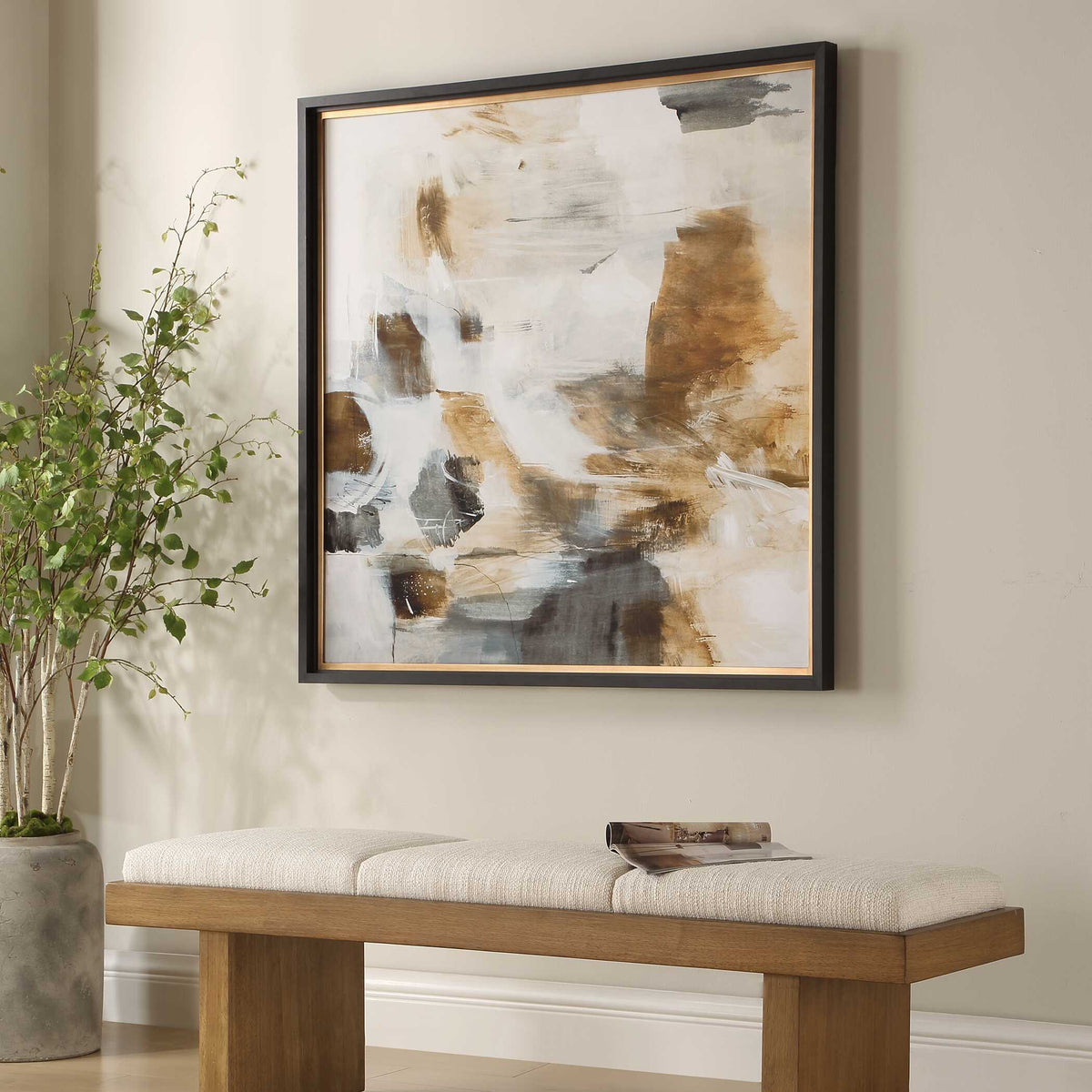Ancient Story Framed Abstract Print Black / Blue / Brass / Gold / Gray / Orange / White / Yellow - Light Brown / Beige by Uttermost - View 3