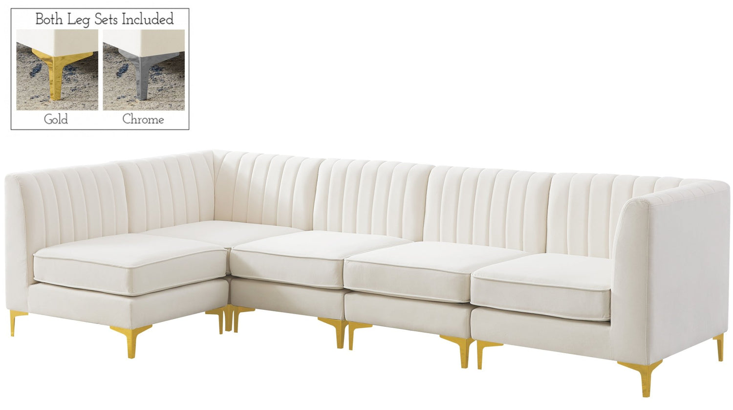 Alina - Modular Sectional 5 Piece - Cream - Fabric | Home Elegance USA