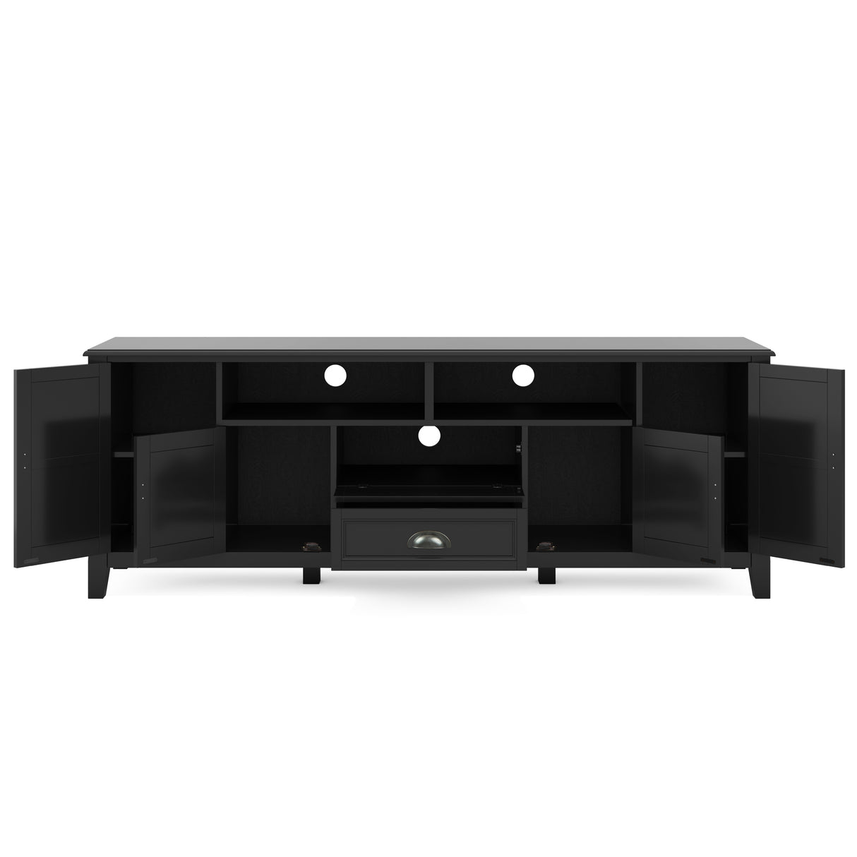 Burlington 72 inch Wide Solid Wood TV Stand in Black For TVs up to 80 inches - sold by Home Elegance USA