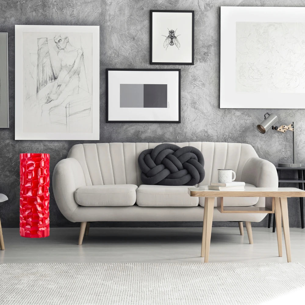 Jarrón de nido de abeja texturizado // Rojo, 91 cm | Finesse