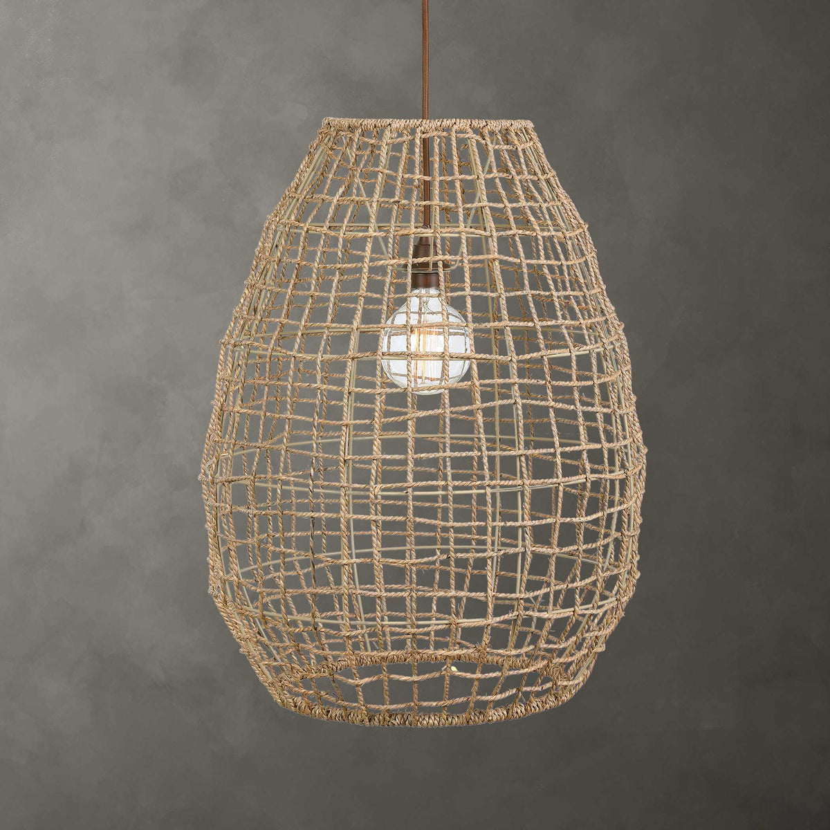 Cross Weave 1 Light Pendant - Beige by Uttermost - View 1