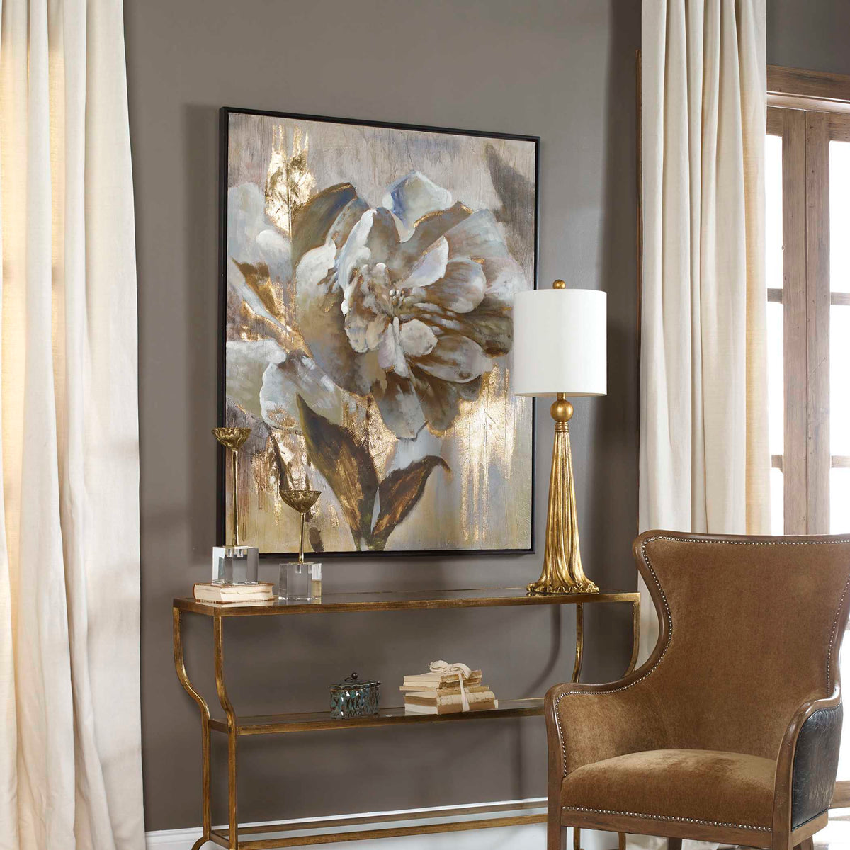 Dazzling Floral Art - Light Brown by Uttermost - View 4