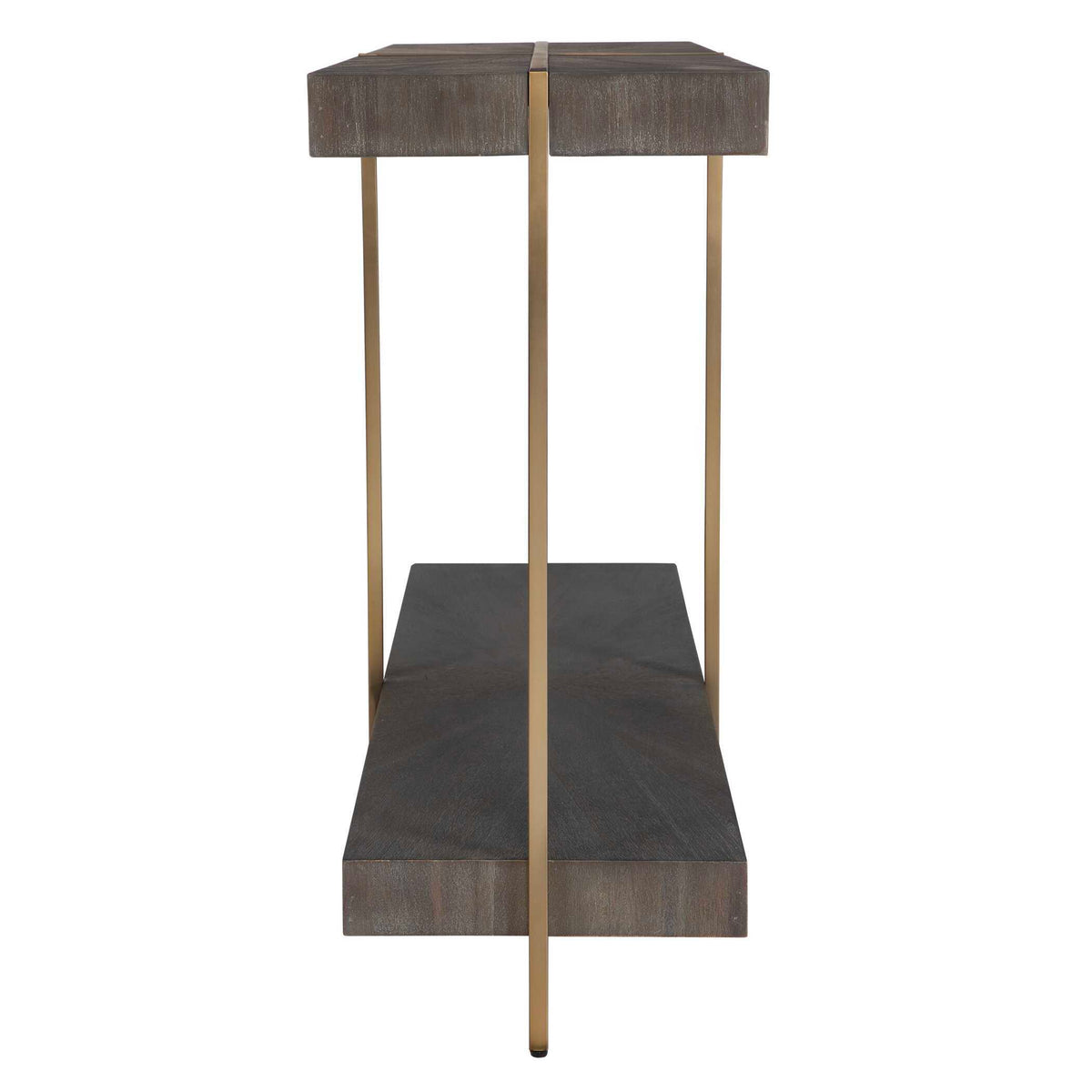 Taja Modern Brass / Wood Console Table - Gold / Dark Brown by Uttermost - View 5