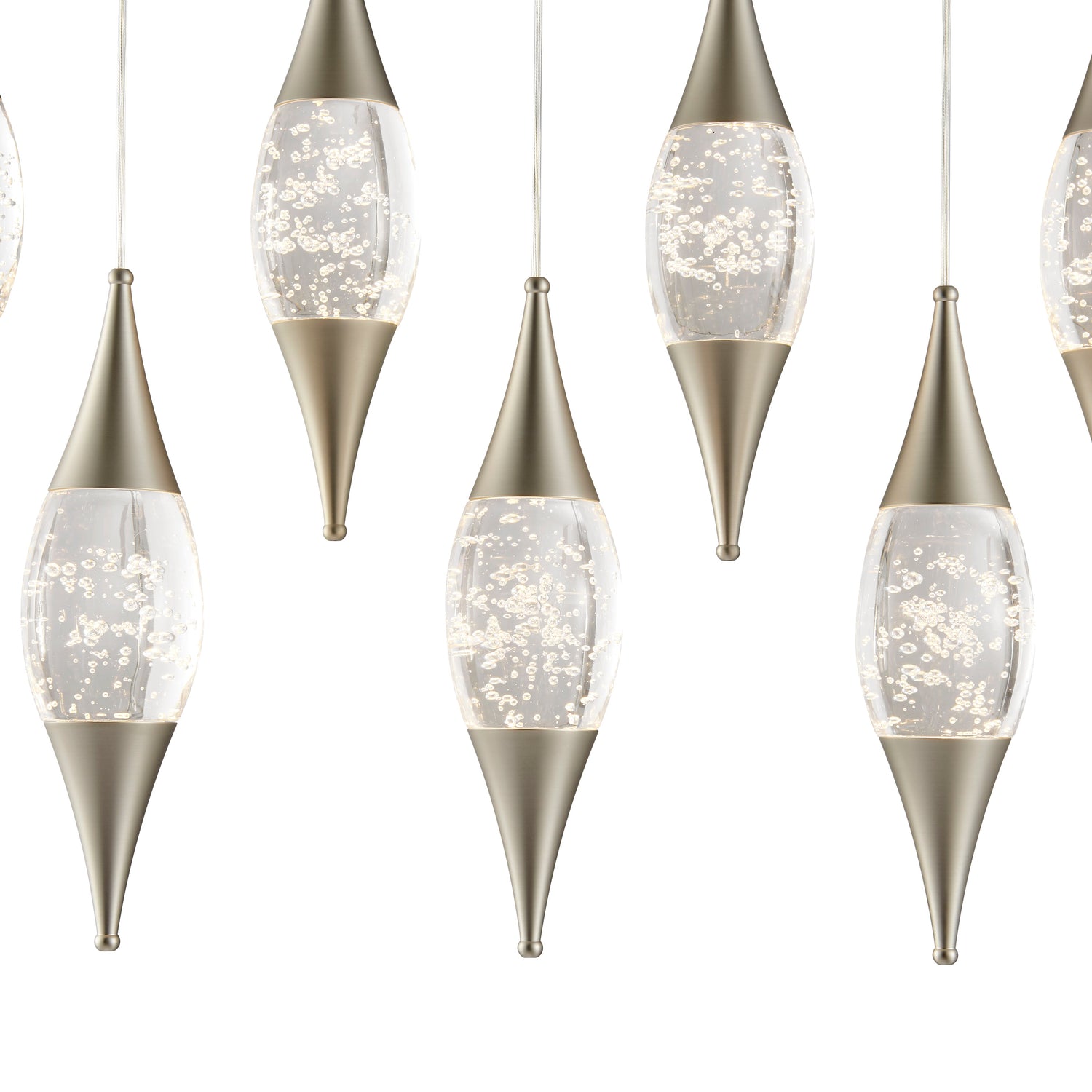 Shinny Teardrops Rectangular Chandelier // Matte Nickel  | Finesse - Home Elegance USA