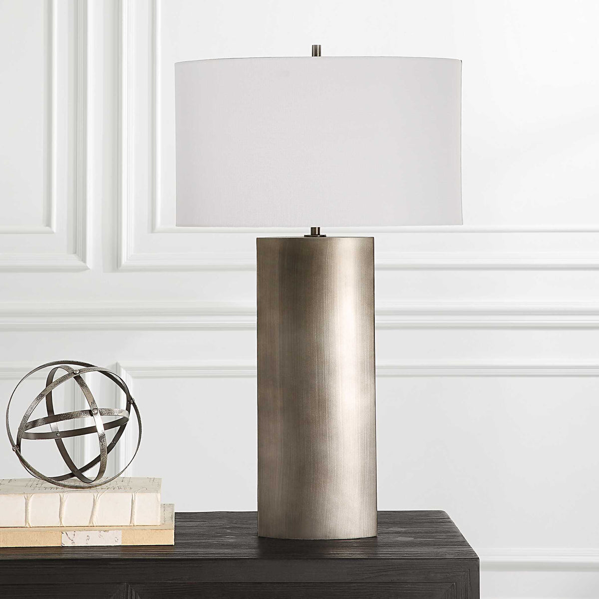 V-Groove Modern Table Lamp - Dark Gray / White by Uttermost - View 2