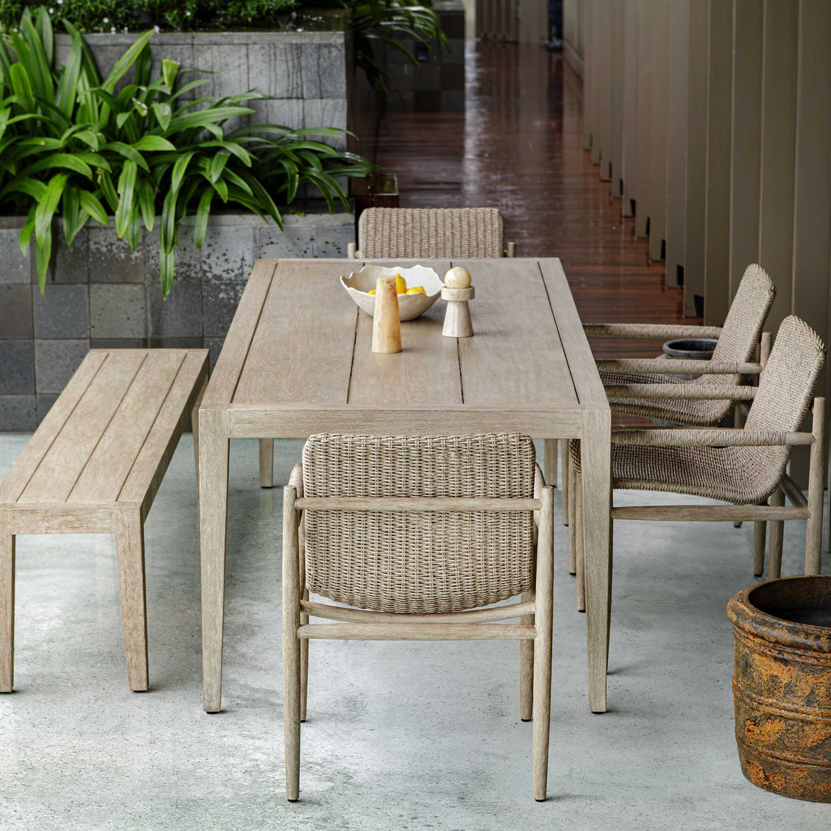 Sumba Wicker Outdoor Dining Chair - Gray by Uttermost - View 4