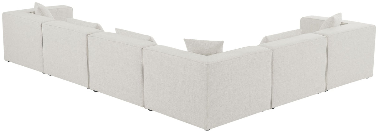 Cube - Modular Sectional 6 Piece - Cream - Fabric - Modern & Contemporary | Home Elegance USA
