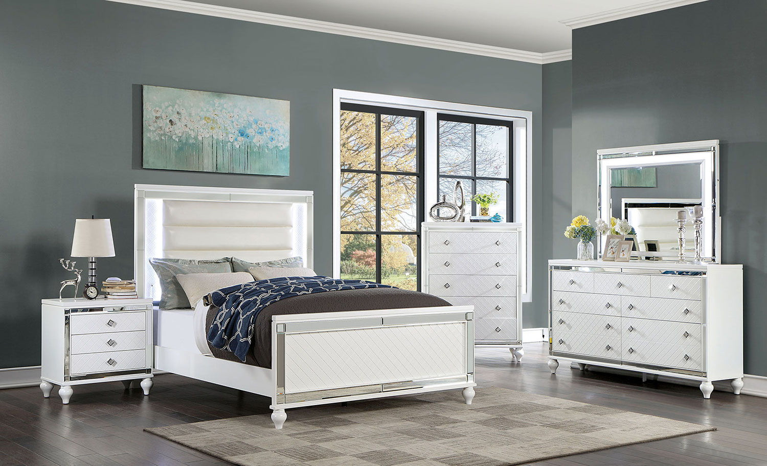 Calandria - Queen Bed - White | Home Elegance USA