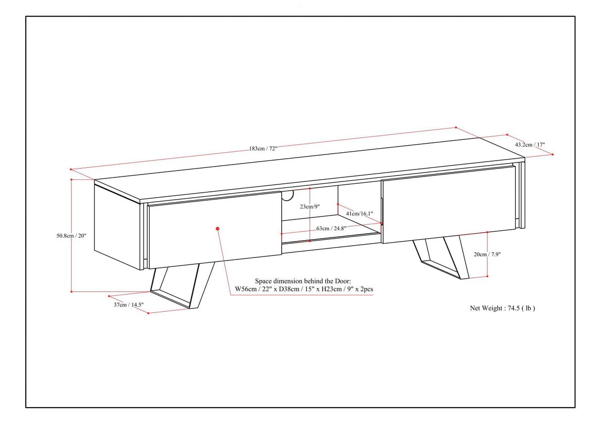 Lowry 72 inch Wide Solid Wood TV Stand in Natural For TVs up to 80 inches - sold by Home Elegance USA