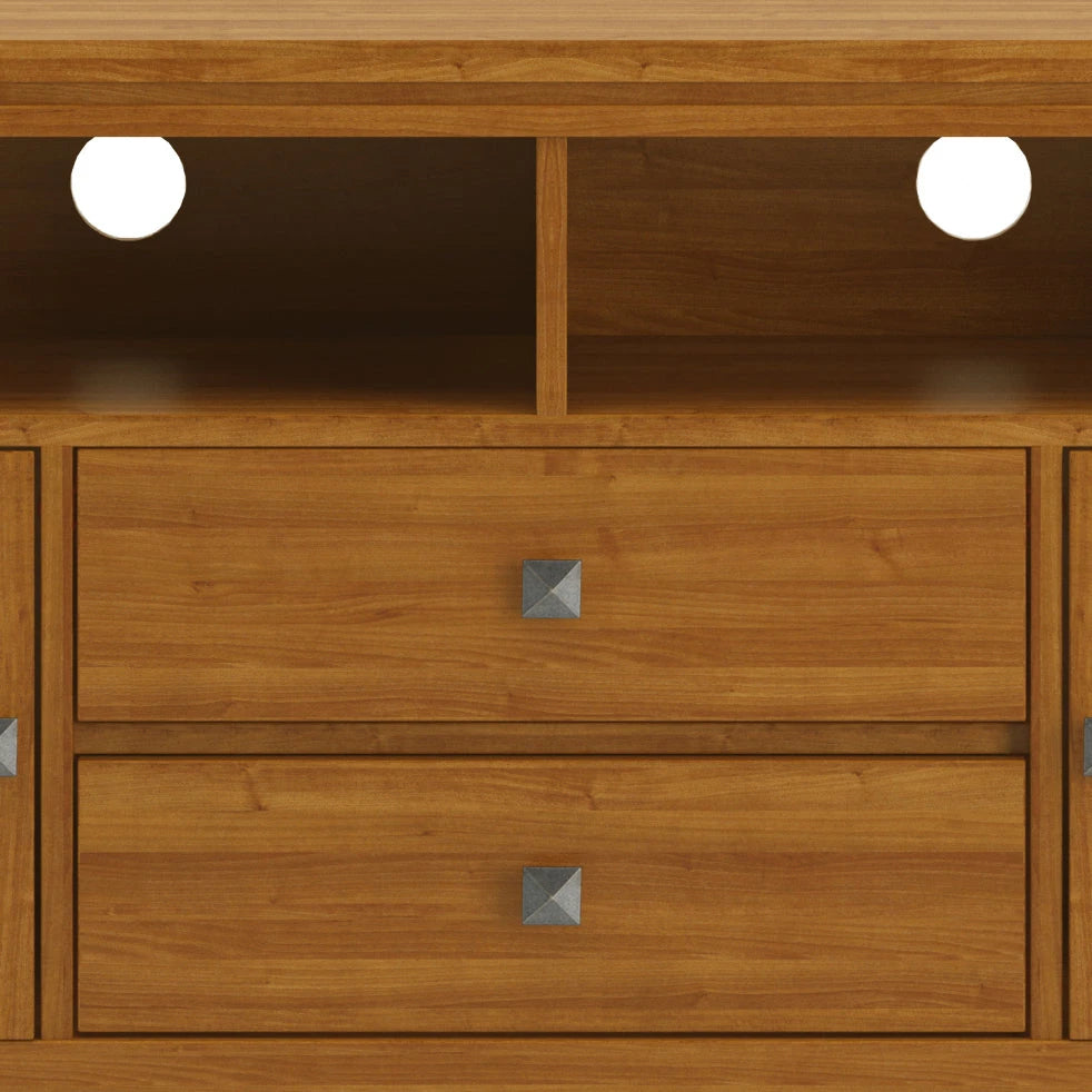 Cosmopolitan 72 inch Wide Solid Wood TV Stand in Light Golden Brown For TVs up to 80 inches - sold by Home Elegance USA