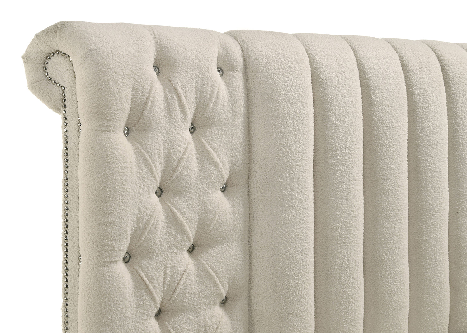 Sonya Upholstered Eastern King Round Storage Bed Ivory - Home Elegance USA
