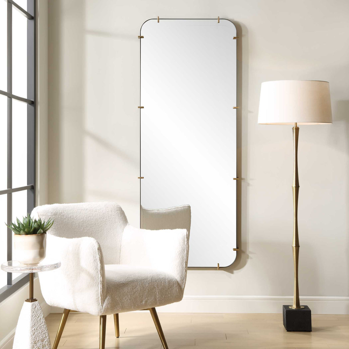 Pali Industrial Dressing Mirror - Gold by Uttermost - View 3
